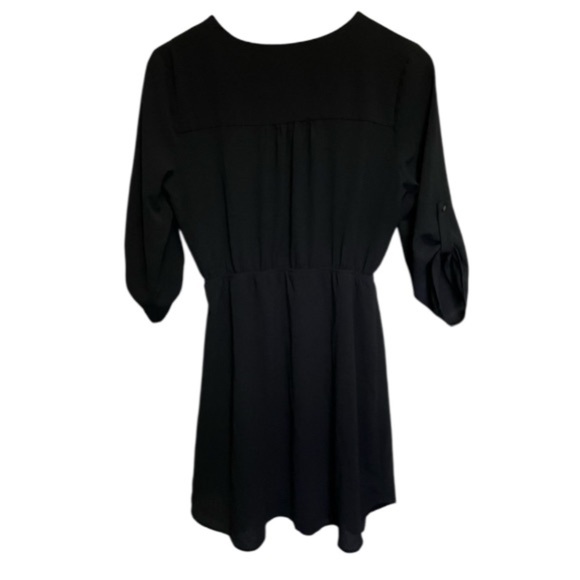 Monteau Los Angles Black V-Neck Cuffed Sleeve Dress Women’s Medium - Picture 9 of 9